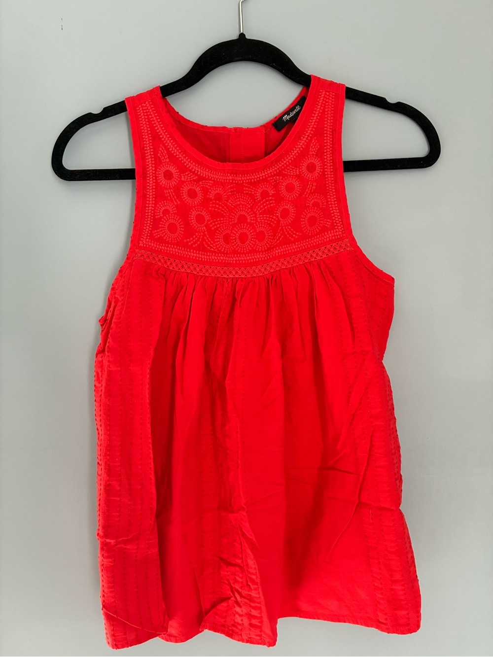 Madewell Red Embroidered Sleeveless Top
